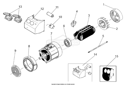 Alternator Outlet Panel Diagram and Parts List for 1522-1  Briggs and Stratton Generator